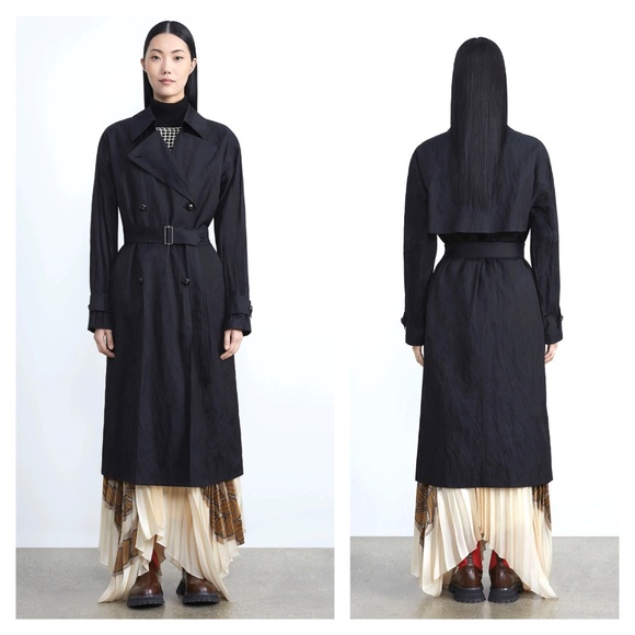 Lafayette 148 black belted trench coat - Picture 3 of 15